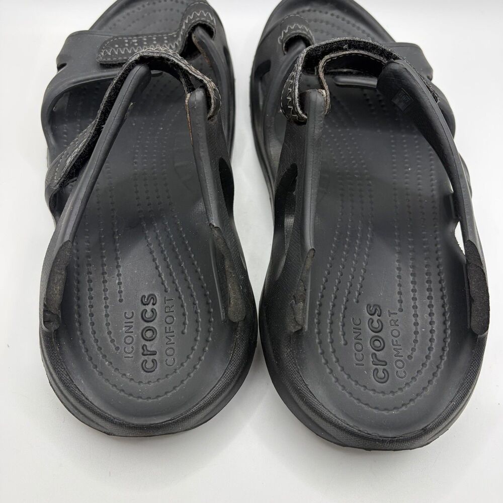 Crocs Swiftwater River Sandals Mens 8 Black Strappy Summer Beach Hike Breathable - Picture 5 of 9